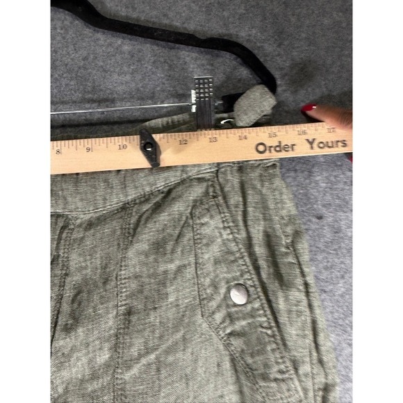 Athleta Women's Linen Blend Cargo Pants Size 12 Olive Green Cropped Vacation - Picture 4 of 9